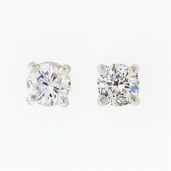 NEW 14k White Gold Simple Classic 0.25 ctw Round Brilliant Diamond Stud Earrings