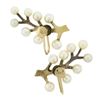Image 3 : Vintage Retro 14K Gold Cultured Pearl Leaf Branch Climber Screw Back Earrings