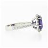 Image 5 : 14K White Gold 4.1 ctw Royal Purple Amethyst Solitaire w/ Round Diamond Halo Rin