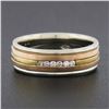 Image 2 : Vintage Mens 14k Multi Tone Gold 0.10 ctw Channel Set Diamond Grooved Band Ring