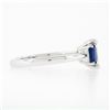 Image 5 : New Platinum 1.71 ctw GIA Emerald Cut Diamond & Sapphire 3 Stone Engagement Ring