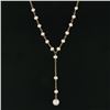 Image 5 : 14K Yellow Gold 3.7-6.3mm Cultured Pearl Dangle Drop Adjustable Chain Necklace