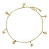 14k Yellow Gold Puffed Stars & Hearts Adjustable Rolo Link Ankle Bracelet Anklet