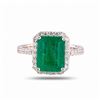 3.13 ctw Emerald and 0.57 ctw Diamond Platinum Ring