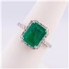Image 3 : 3.13 ctw Emerald and 0.57 ctw Diamond Platinum Ring