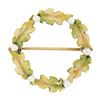 Image 4 : Antique Art Nouveau 14K Gold Matte Enamel Seed Pearl & Leaf Wreath Brooch Pin