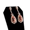Image 3 : 17.31 ctw Morganite and 2.38 ctw Diamond 14K Rose and White Gold Earrings