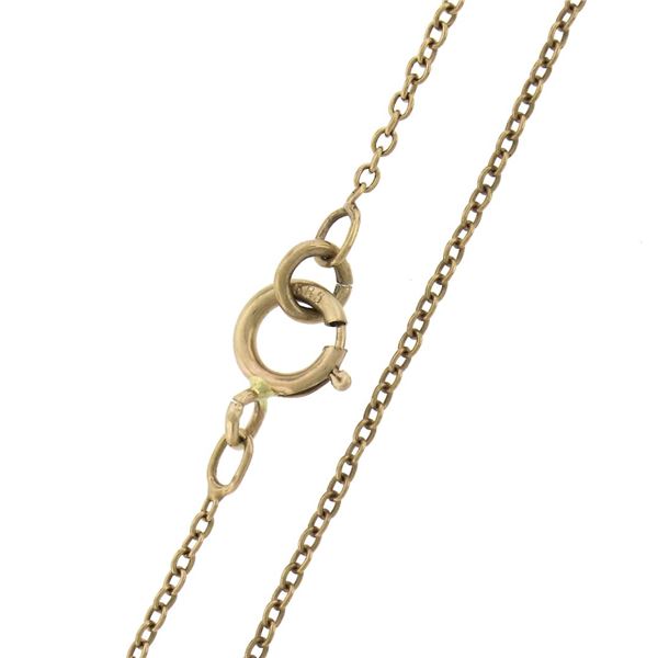 Antique 14k Gold 0.03 ctw Buttercup Diamond Circle Scroll Pendant w/ 18" Chain