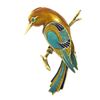 Vintage 14k Gold Multi Color Enamel Humming Bird Standing on Branch Pin Brooch