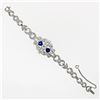 Image 5 : Antique Art Deco Platinum GIA Round Diamond Sapphire Infinity Leaf Link Bracelet