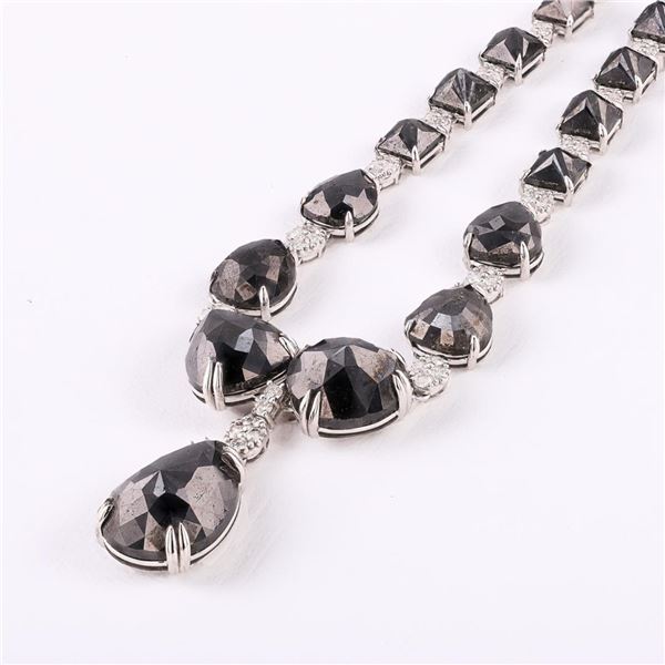 100.48 ctw Fancy Black Diamond Platinum Necklace (103.42 ctw Diamonds)