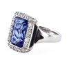 Image 2 : 4.57 ctw Tanzanite and 0.77 ctw Diamond 18K White Gold Ring