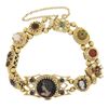 Image 5 : Vintage 14K Yellow Gold 6.25" Cameo & Gemmed Slide Charm Hidden Watch Bracelet