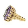 Image 6 : Vintage 18k Gold Repousse Amethyst & Diamond Old English Letter Cocktail Ring