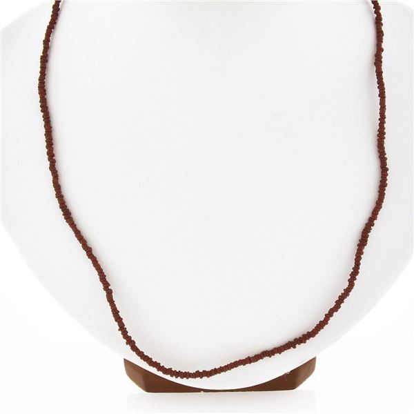 20" Bead Narrow Tumbled Coral Strand Necklace w/ 14k Yellow Gold Ends & Clasp