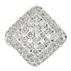 Image 3 : 18K White Gold 3.08 ctw Round Brilliant Fiery Diamond Square Shape Platter Ring