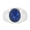Image 4 : Vintage Men's 14k White Gold Bezel Linde Blue Star Sapphire Textured Dome Ring