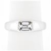 Image 2 : Platinum 0.87 ctw GIA Emerald Cut Sideways Bezel Set Diamond Solitaire Band Ring