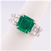 Image 3 : 4.40 ctw Emerald and 1.07 ctw Diamond 18K White Gold Ring (Minor Oil Treatment)