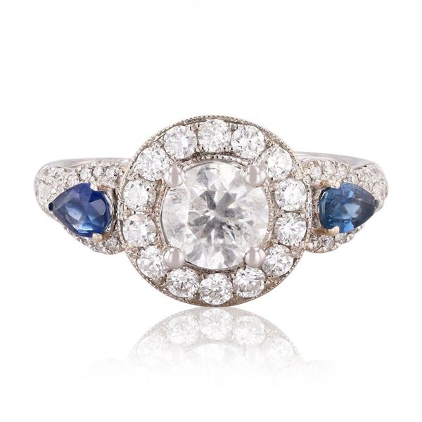 0.49 ctw Blue Sapphire and 1.63 ctw Diamond 18K White Gold Ring