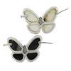 Image 3 : Pair of 2 18K Gold Black & White Mother of Pearl & Diamonds Butterfly Brooch Pin