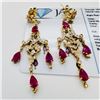 Image 1 : 3.52 ctw Ruby and 0.74 ctw Diamond 18KT Yellow Gold Chandelier Earrings