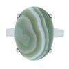 Image 4 : 14k White Gold 18x13.2mm Oval Cabochon Prong Set Green Agate Solitaire Ring