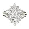 Image 4 : Vintage 14K White Gold 1.35 ctw Prong Diamond Marquise Navette Tiered Cluster Ri