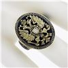 Image 2 : Vintage 14K Gold Diamond Blue Enamel Imperial Eagle Russian Style Cocktail Ring