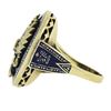 Image 5 : Vintage 14K Gold Diamond Blue Enamel Imperial Eagle Russian Style Cocktail Ring