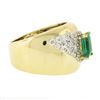 Image 5 : Estate 14k Gold 2 ctw Green Emerald & Diamond Wide Unique Polished Cigar Band Ri