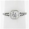 Image 1 : Antique Edwardian Platinum 0.47 ctw Old European Diamond Filigree Engagement Rin