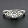 Image 2 : Antique Edwardian Platinum 0.47 ctw Old European Diamond Filigree Engagement Rin