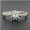 Image 2 : Antique Edwardian French 18k White Gold & Platinum Round Diamond Engagement Ring