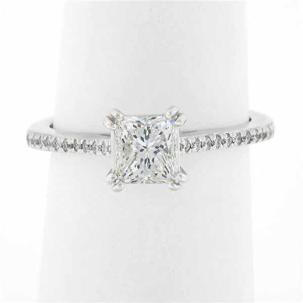 NEW 14k White Gold 1.12 ctw GIA Princess Cut Diamond Solitaire Engagement Ring