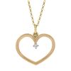 Image 2 : Classic 18K Gold .05 ctw Round Brilliant Diamond Prong Open Heart Pendant & Chai
