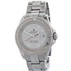 Rolex Mens Stainless Steel Platinum Dial 40MM Yacht Master Wristwatch