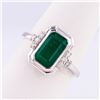 Image 3 : 1.86 ctw Emerald and 0.16 ctw Diamond Platinum Ring