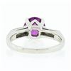 Image 4 : Vintage Platinum 2.51 ctw GIA NO HEAT Round Purple-Pink Sapphire & Diamond Ring