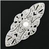 Image 2 : Antique Edwardian 18k & Platinum Pearl 3.6 ctw Old Cut Diamond Milgrain Pin Broo