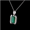 Image 2 : 5.57 ctw Emerald and 0.16 ctw Diamond Platinum Pendant