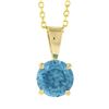 Image 5 : NEW 14k Yellow Gold 1.35 ctw Round Brilliant Blue Zircon Solitaire Pendant & Cha