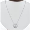 Image 7 : 14k White Gold .50 ctw Round Diamond 17.9mm Peace Sign Pendant & Adjustable Chai