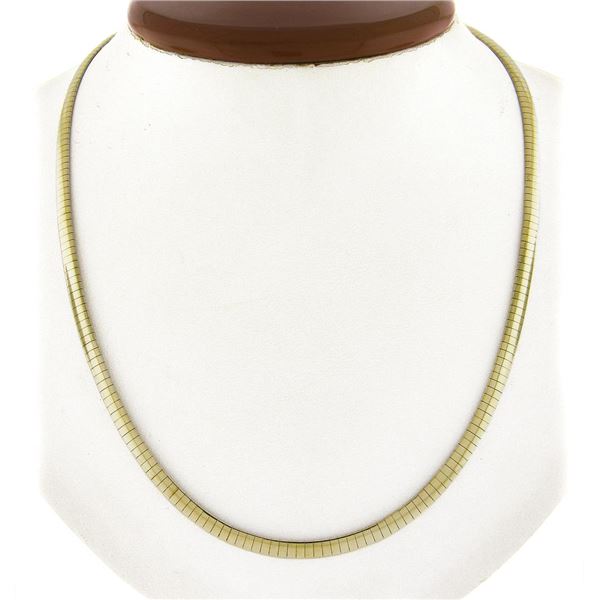 Italian 14K TT Gold 18" 3.8mm Polished Reversible Omega Link Chain Necklace