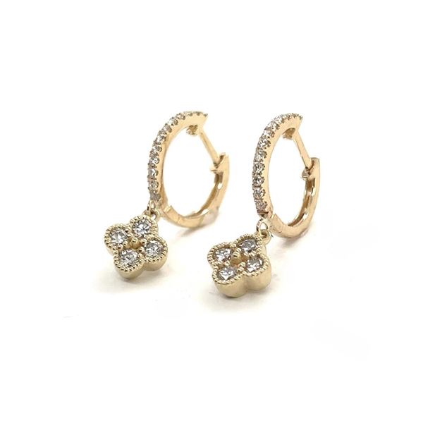 14kt YG Dia Clover Dangle Earrings