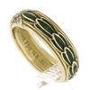 Vintage Solid 14K Yellow Gold Green Enamel Wide Band Ring & X Shape Pave Diamond