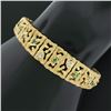 Image 7 : 18k Gold 0.46 ctw Diamond Emerald Open Textured Graduated Strap Statement Bracel