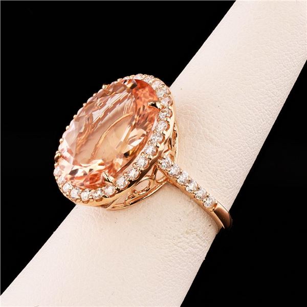 8.62 ctw Morganite and 0.91 ctw Diamond 14K Rose Gold Ring