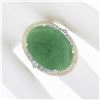 Image 3 : 14K TT Gold Oval Cabochon Jade w/ 0.60 ctw Diamond Twisted Wire Cocktail Ring
