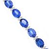 Image 6 : NEW 14k Gold 37.71 ctw Alternating Oval Tanzanite & Round Diamond Tennis Bracele